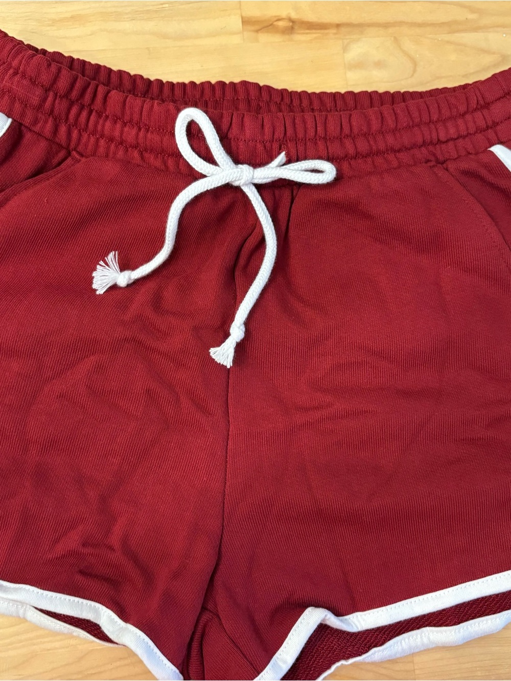 wild fable Red Athletic Drawstring Shorts with White Trim